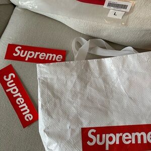 Supreme White Tote with Red Logo